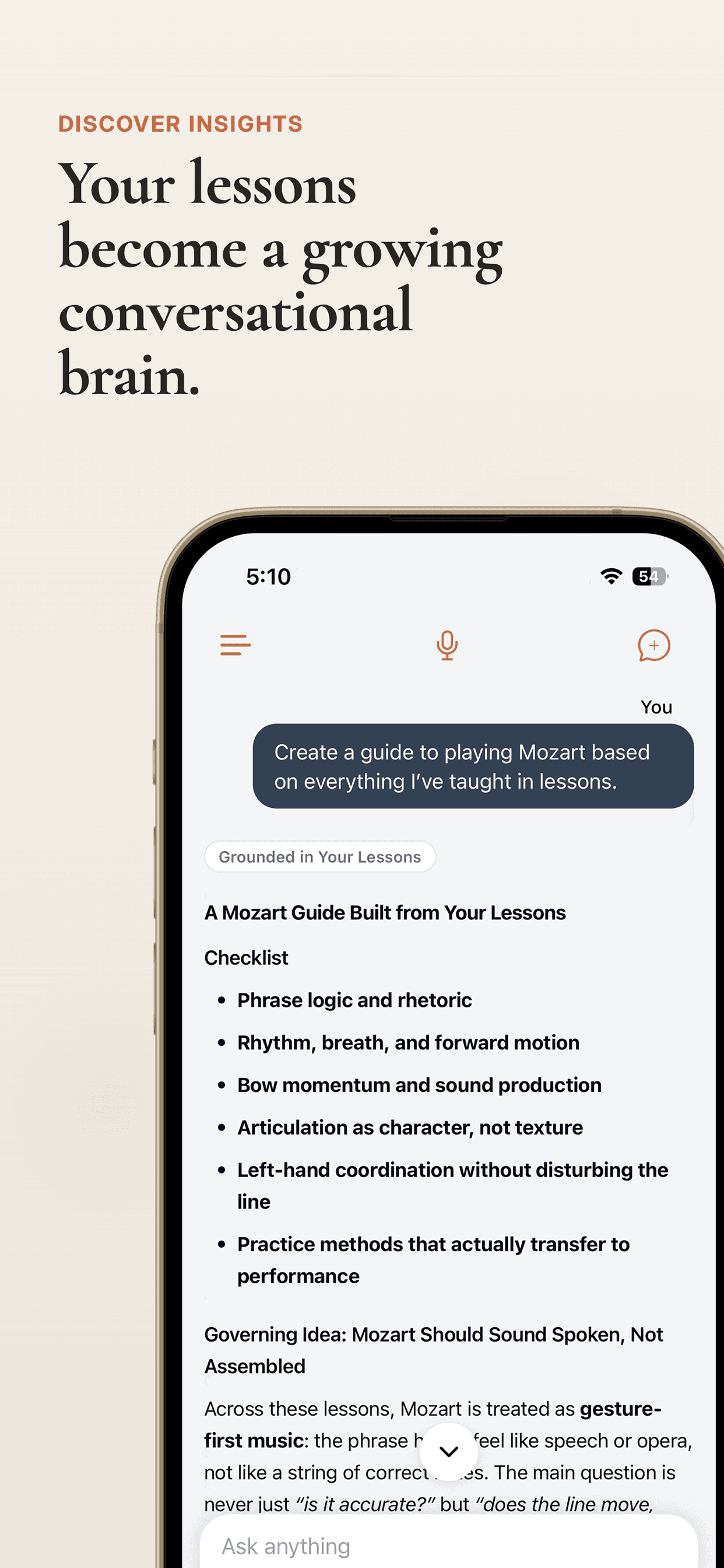 Personalized lesson-grounded chat