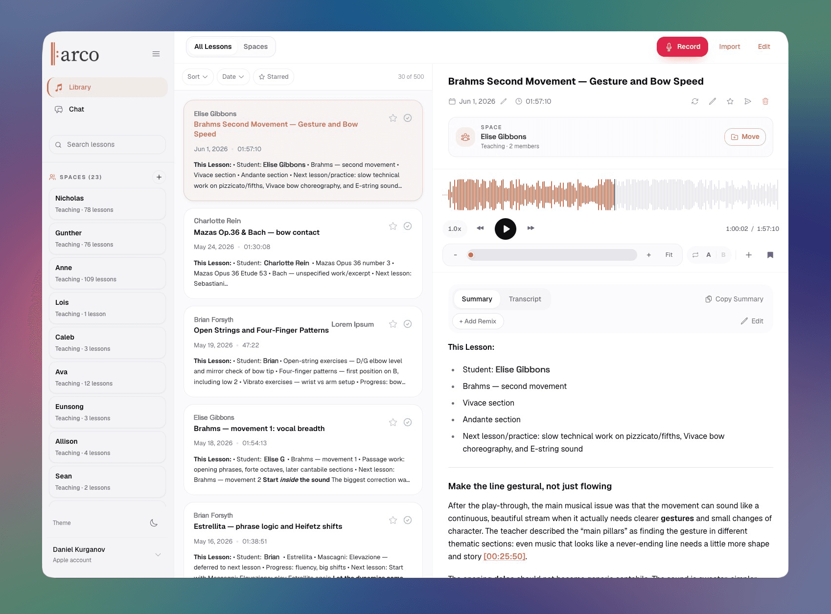 Arco desktop web app lesson chat