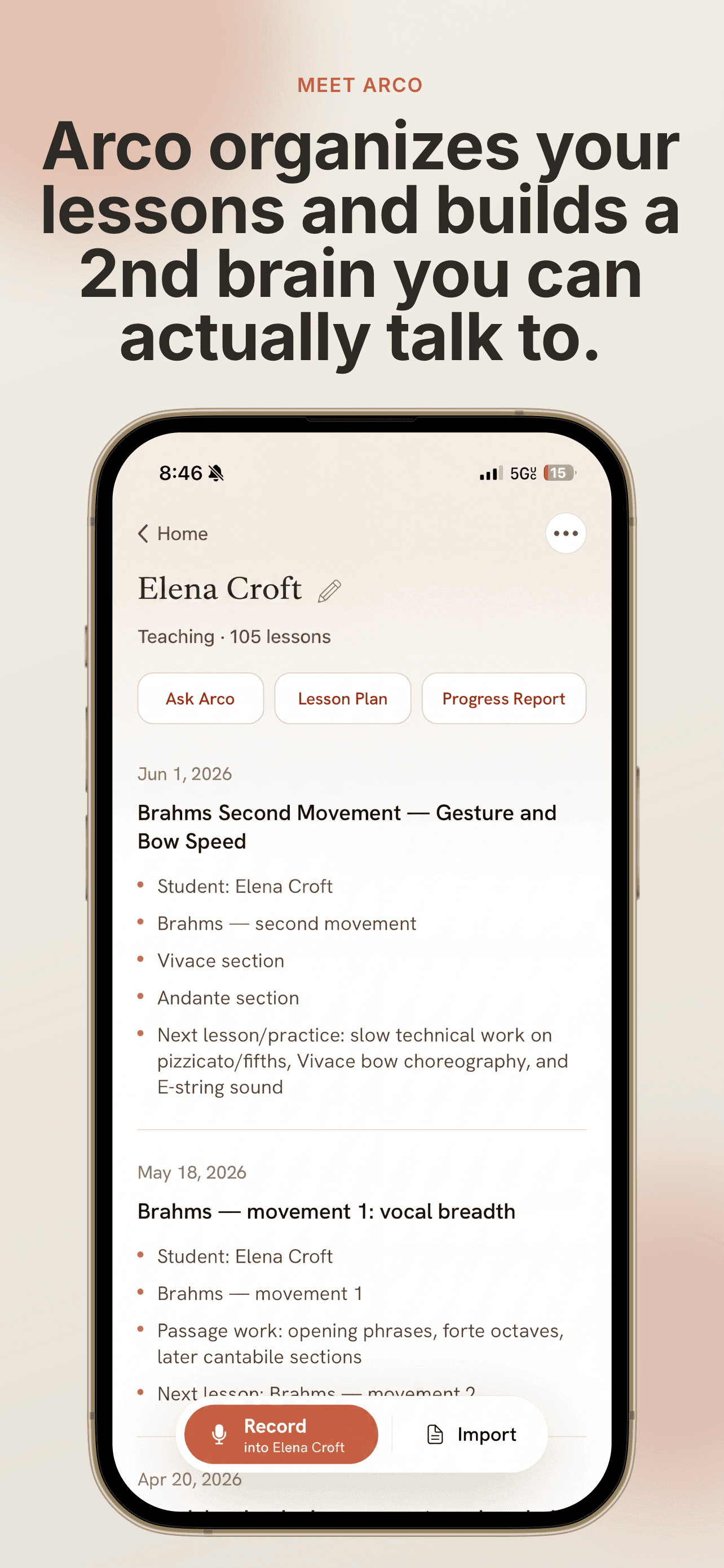 Arco mobile home screen overview